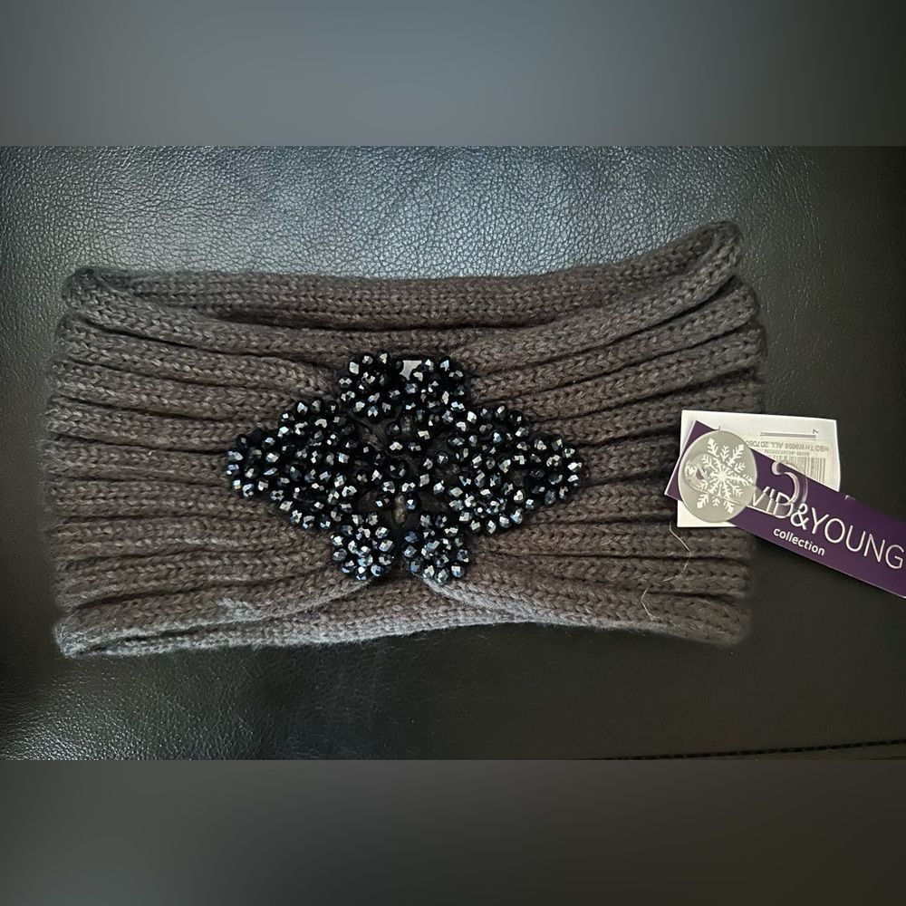 NWT David & Young Knit Turban Headband Wrap Jeweled